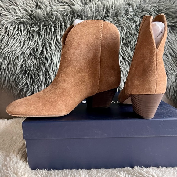 $158 Splendid Paige Western Boot ANKLE BOOTIE SUEDE light camel brown - Picture 2 of 10